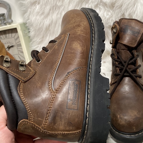 Roebucks Men\'s Size 7.5 D 6 Inch Steel Toe Brown Leather Work Boots 84704 main image 4